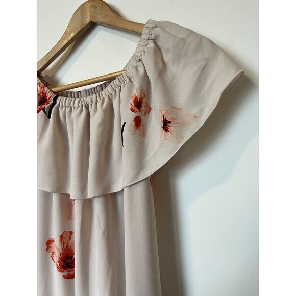 Aritzia Wilfred Cream Pink Floral Print Off Shoulder Flowy Mini Dress Si… - Picture 2 of 10